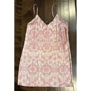 Maje Women's Slip Dress, Sz 38 Pink and White Paisley
